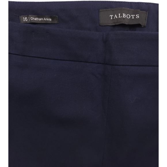 Talbots Women Pants Chatham Ankle 16 Navy Blue Side Zip Stretch Career Slim Leg - Picture 5 of 10